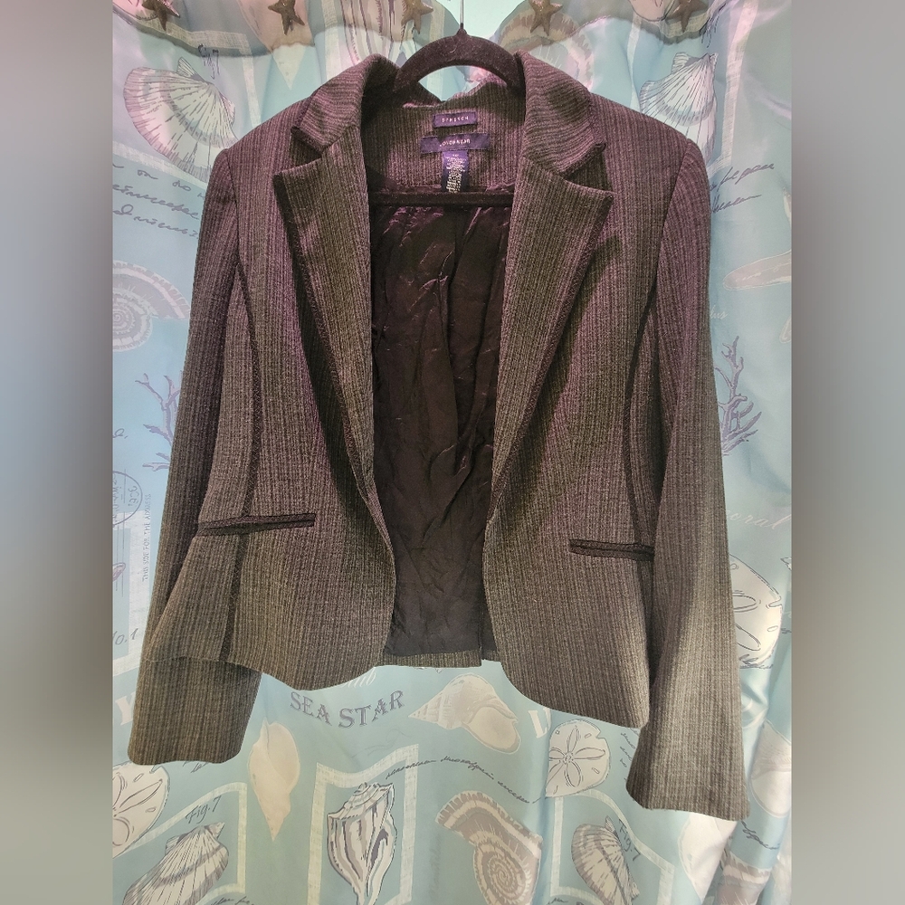 Jones Wear Medium Size 12 Charcoal Blazer EUC • Classic Layering Essential